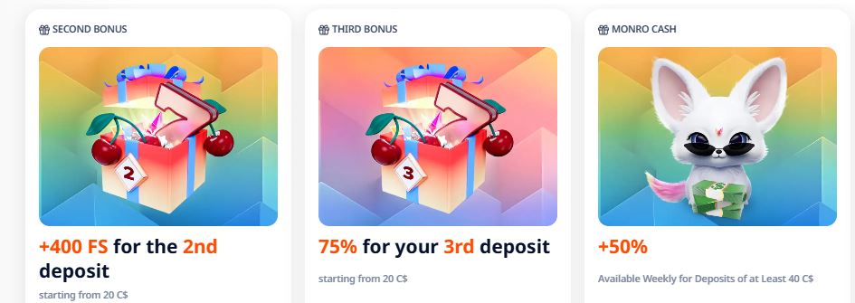 Claim second third deposit bonuses and weekly rewards